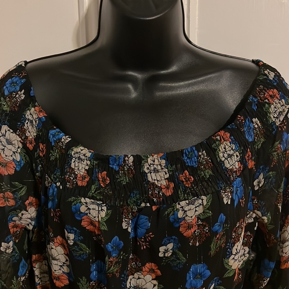 Jealous Tomato Off-the-Shoulder Maxi Dress Black Floral Metallic Threads Size L - Picture 2 of 2